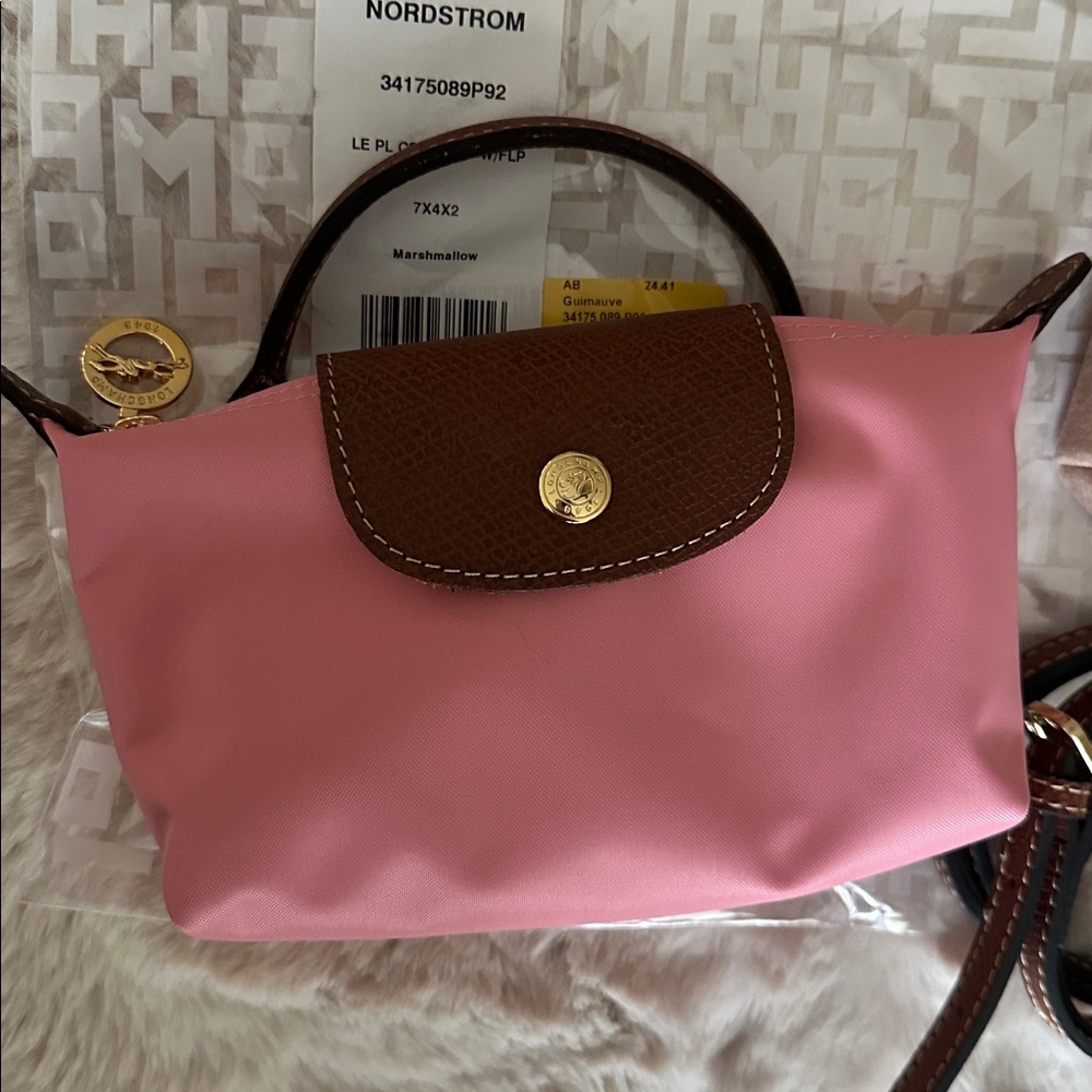 Longchamp Le Pliage Marshmallow Pink Mini Pouch with accessories NWOT - Picture 2 of 6